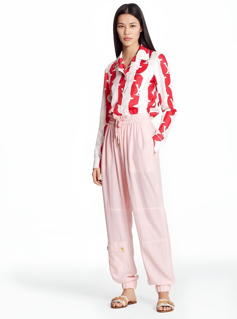 Louis Vuitton: Pink Monogram Ombré Detail Silk Jogging Pants Size 34 NWT